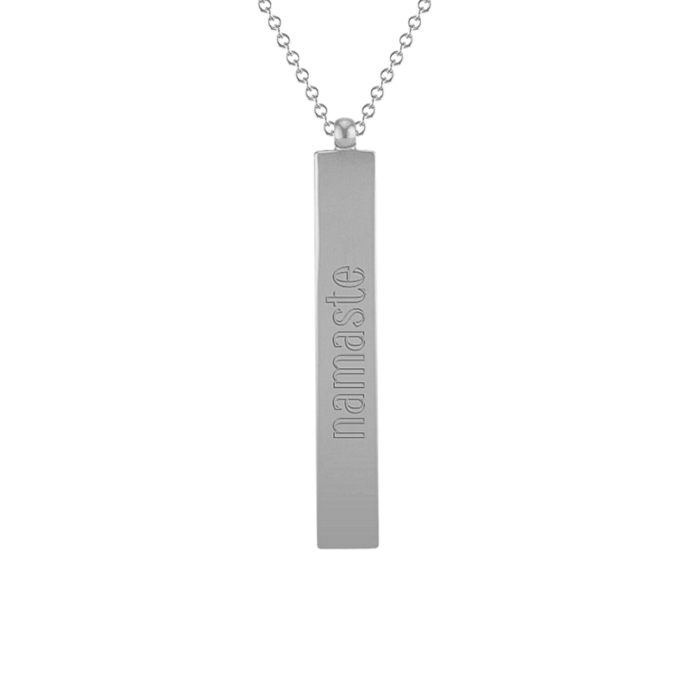 14K White Gold Vertical Bar Necklace