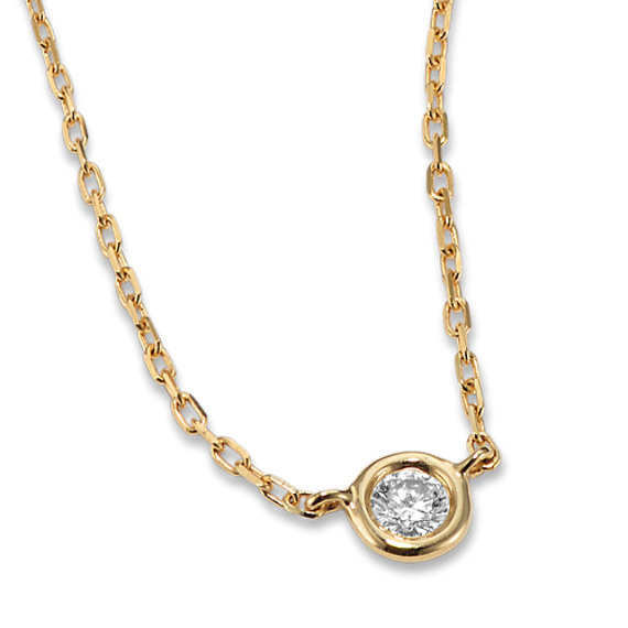 14k Rose Gold Bezel-Set Diamond Necklace (18 in) | Shane Co.