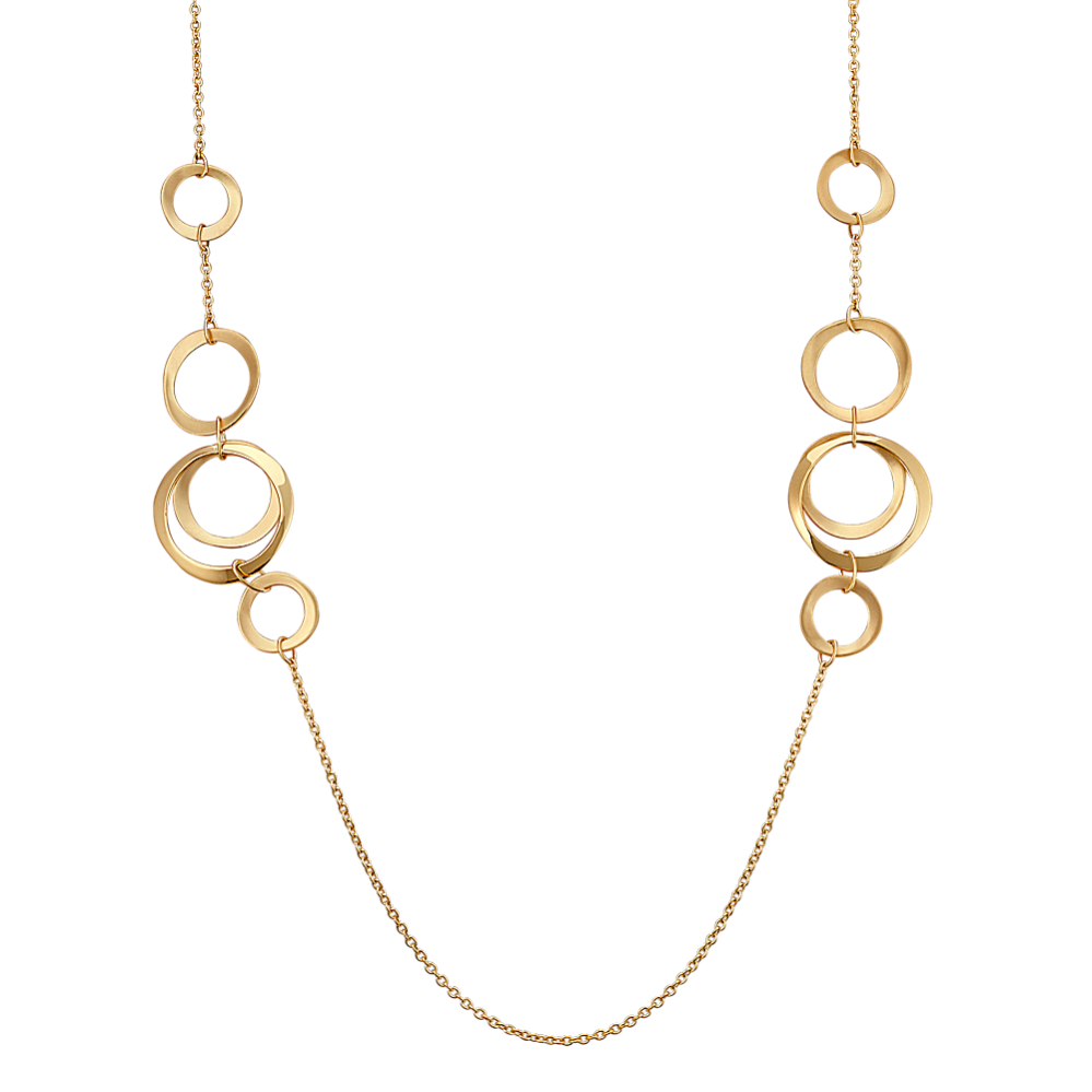 14k Yellow Gold Circles Fashion Necklace (31.5 in)