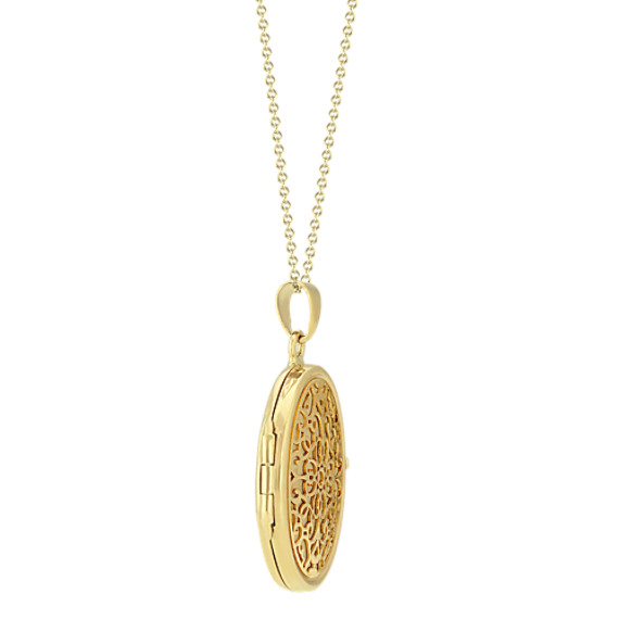 14k Yellow Gold Engraved Locket (22 in) | Shane Co.