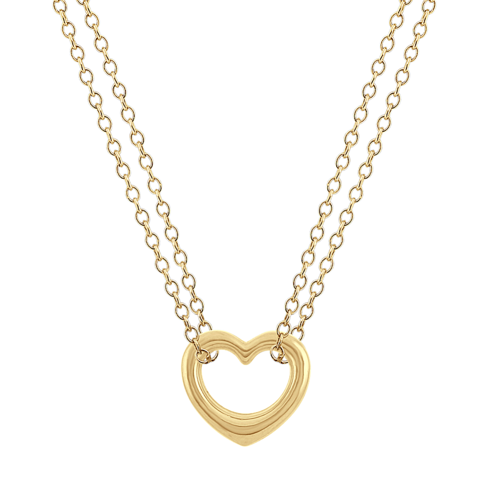 14k Yellow Gold Heart Necklace (18 in)