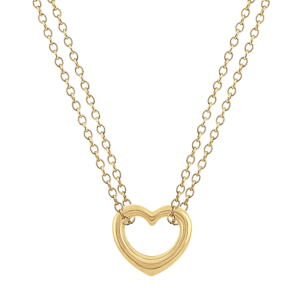 14k Yellow Gold Heart Necklace (18'')