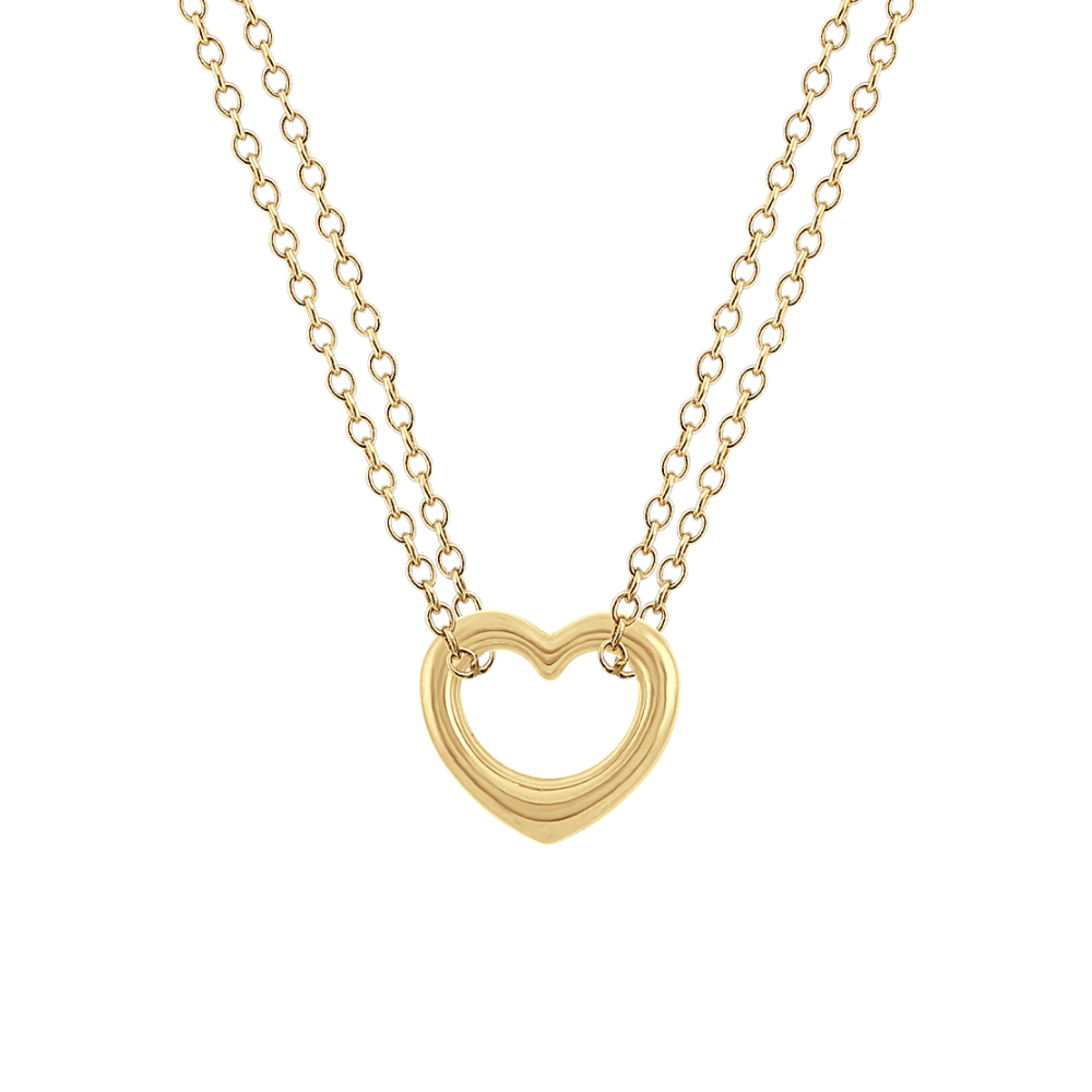 14k Yellow Gold Heart Necklace (18 in) Shane Co.