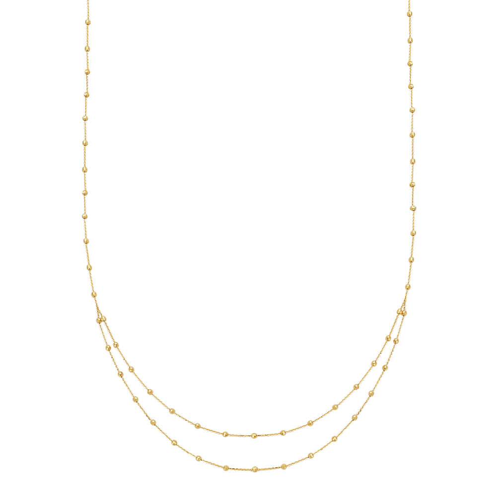 14k Yellow Gold Layered Station Necklace (18 in)