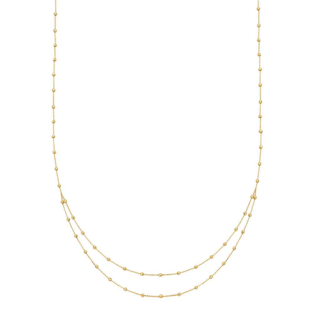 14k Yellow Gold Layered Station Necklace (18'')