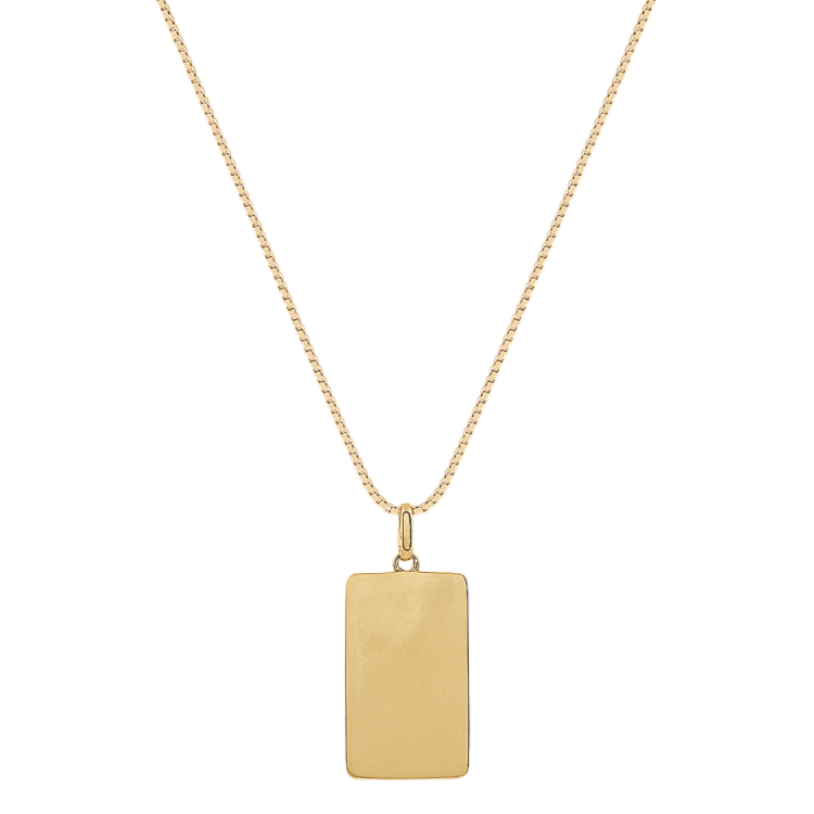 Mens Dog Tag Necklace in 14k Yellow Gold (24 in)