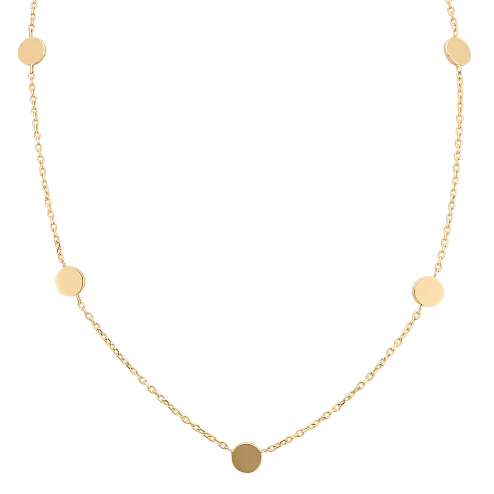 14k Yellow Gold Necklace with Circle Accents (18 in)