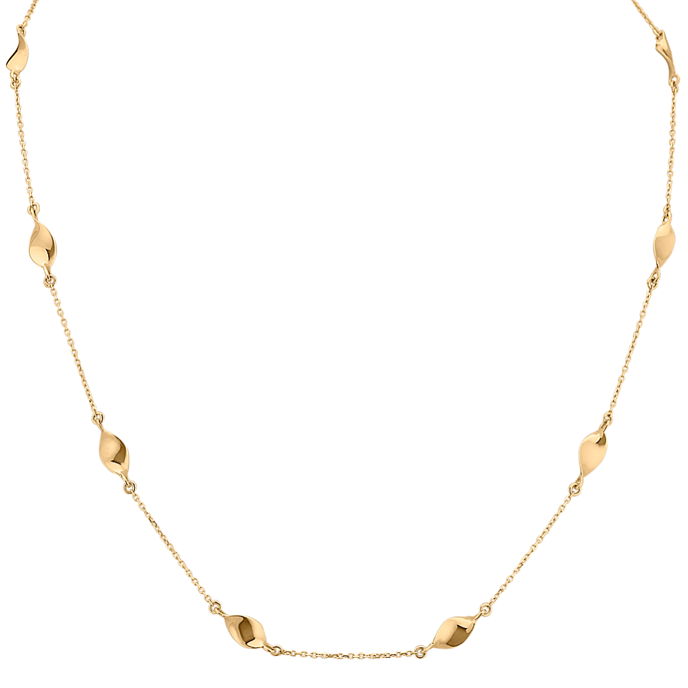 14k Yellow Gold Necklace with Twist Stations (18 in)