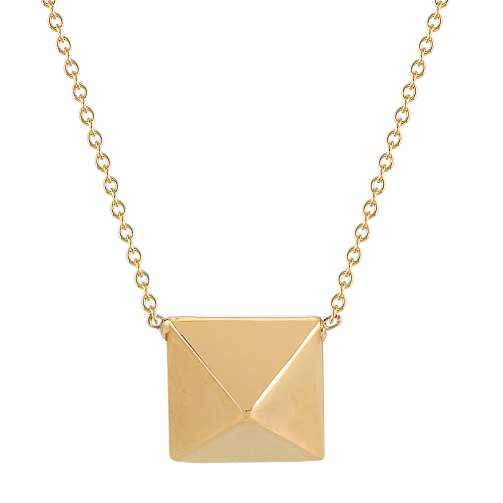 14k Yellow Gold Pyramid Stud Necklace (18'')