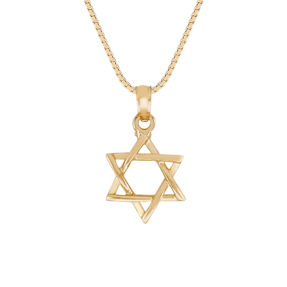 14k Yellow Gold Star of David Pendant (18'')