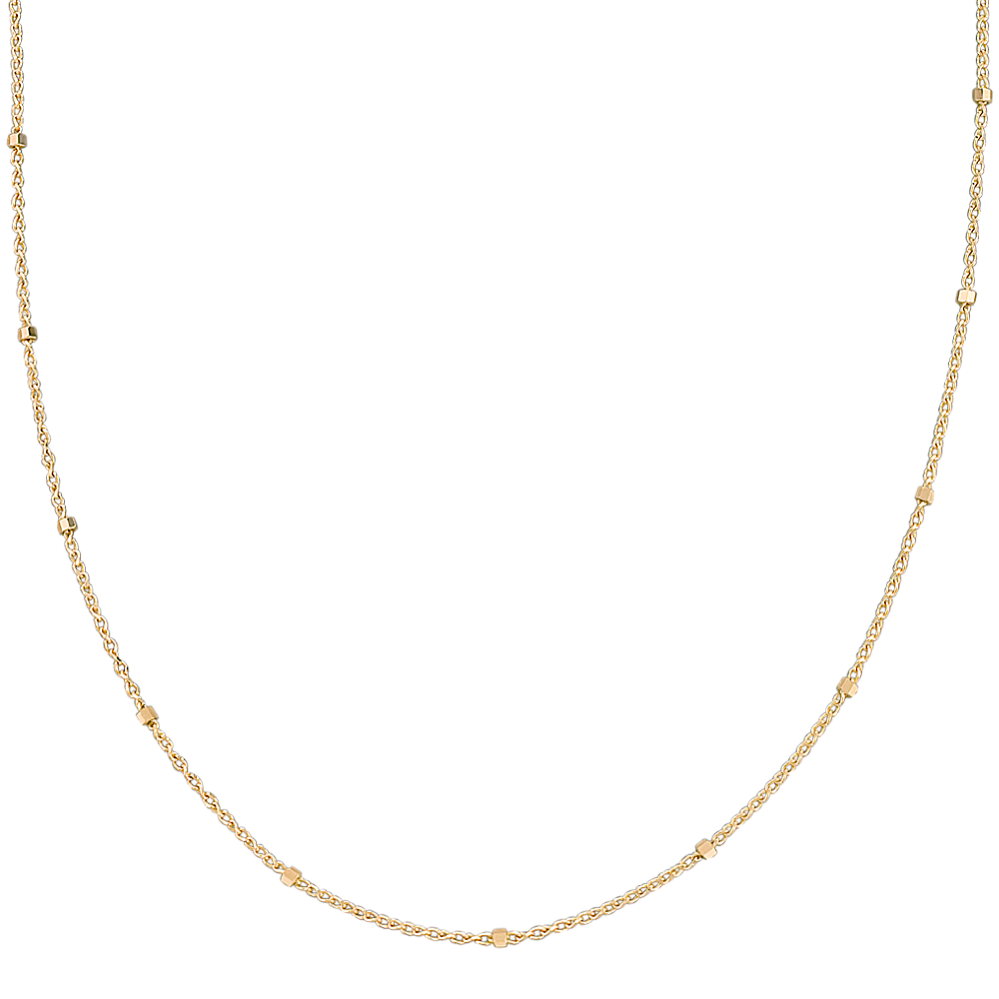 14k Yellow Gold Wheat Chain with Stations (24'')