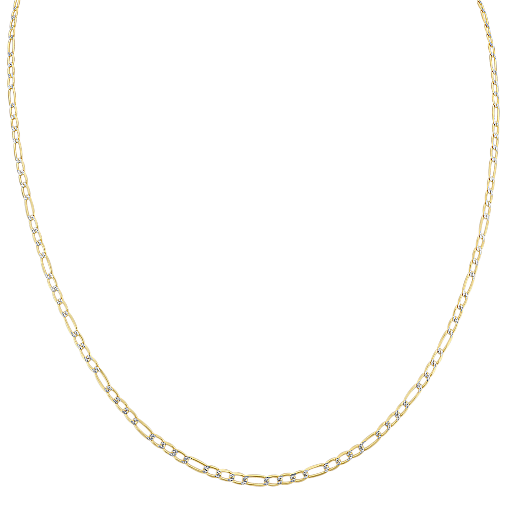 14k Yellow and White Gold Figaro Chain (18 in)