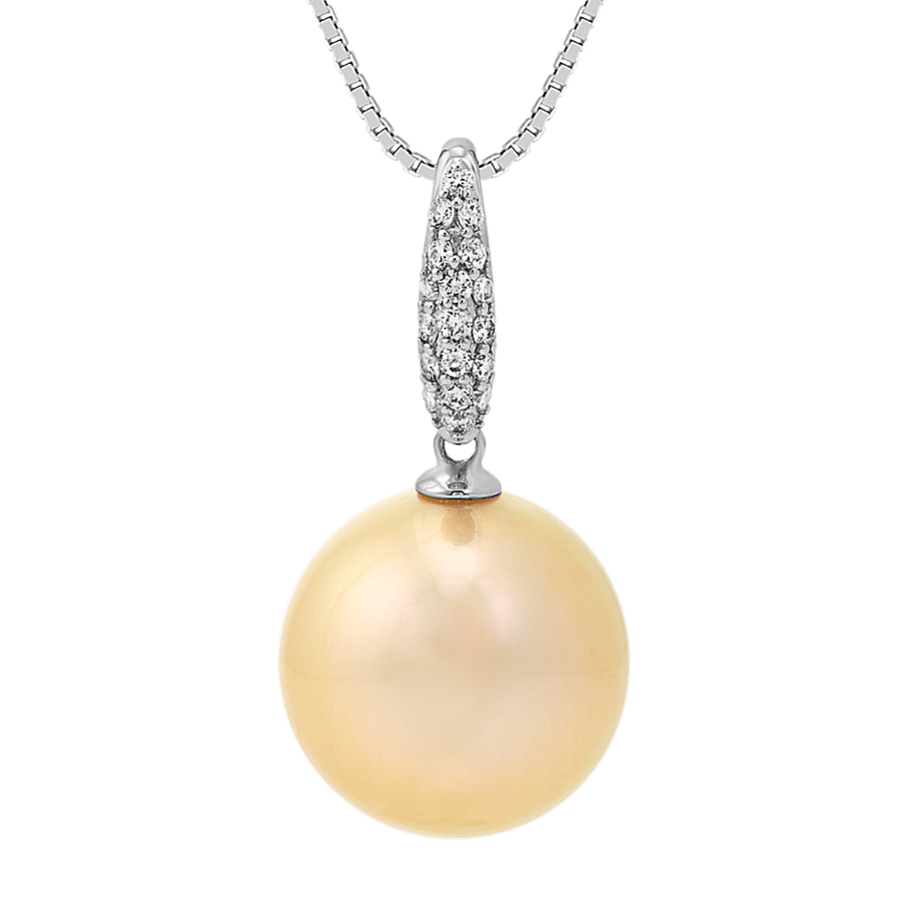 14mm South Sea Cultured Pearl and Diamond Pendant (18'')