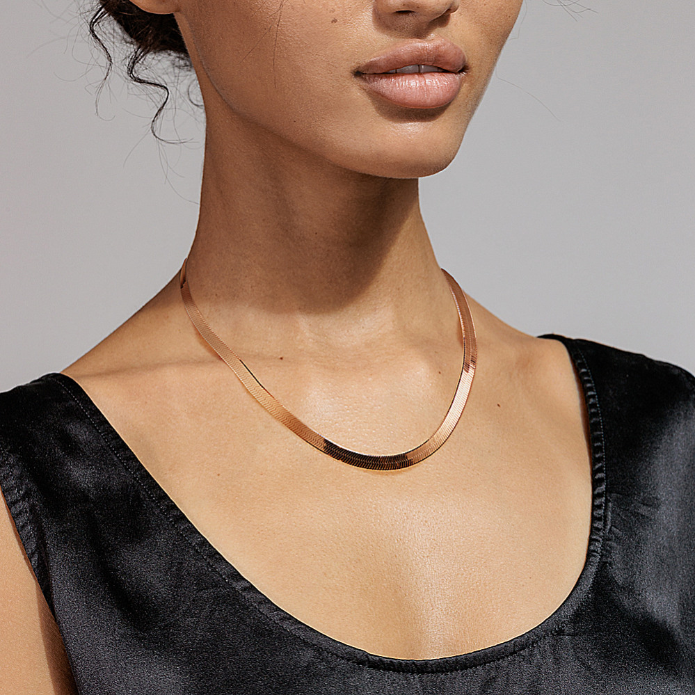 ゆうENEY HERRINGBONE K18 CHAIN NECKLACE ゆうENEY HERRINGBONE K18 CHAIN NECKLACE