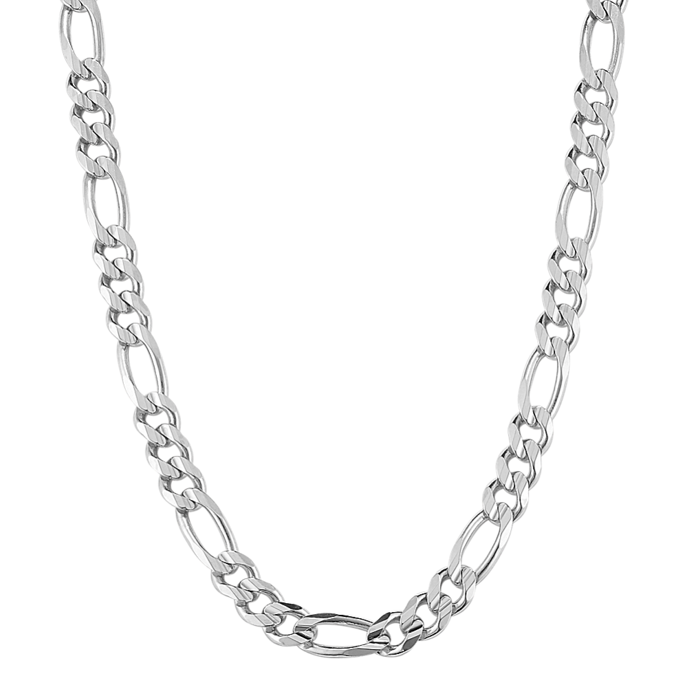 20in 14K White Gold Figaro Chain (5.3mm)