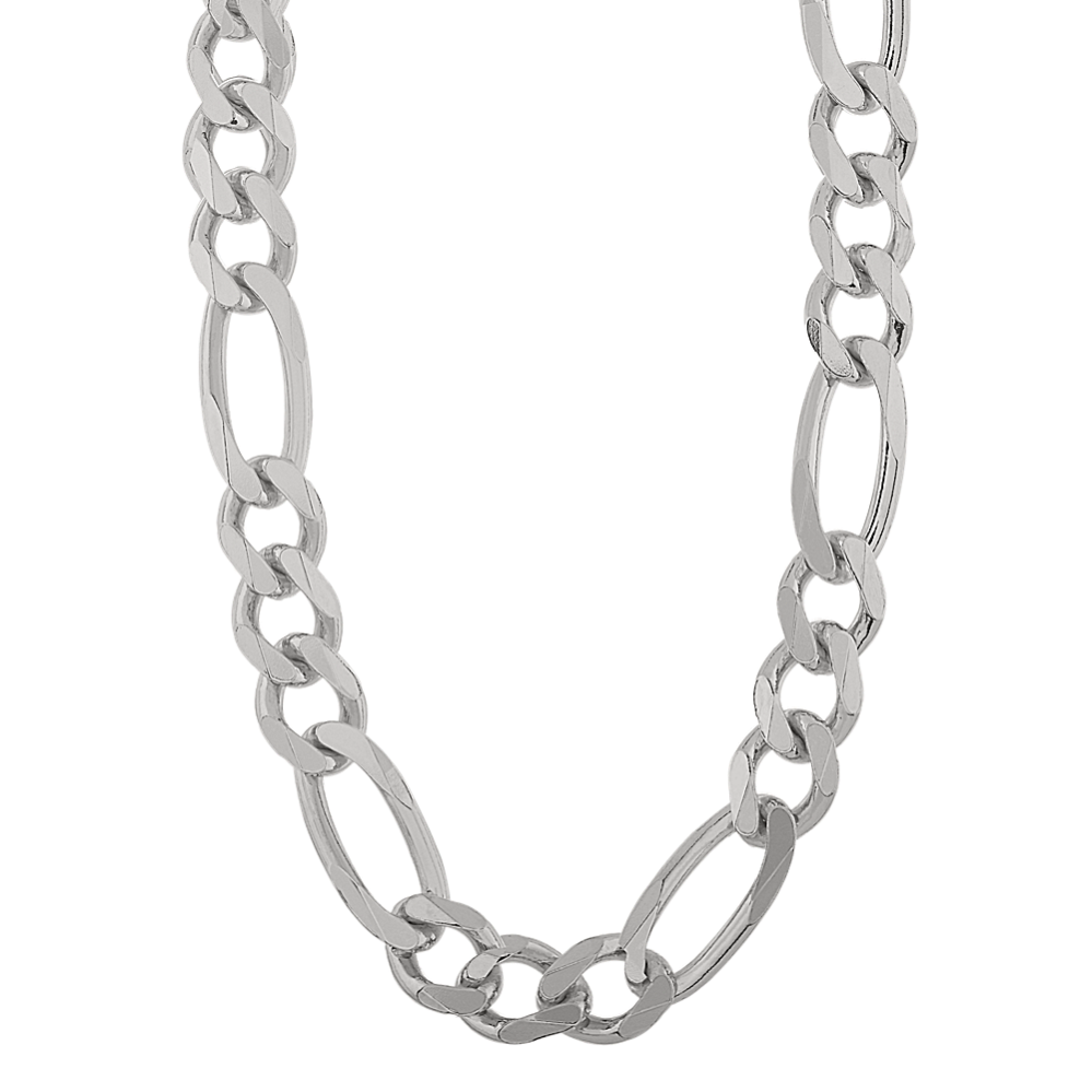 20 in Mens Figaro Chain in Sterling Silver 9.5mm Shane Co