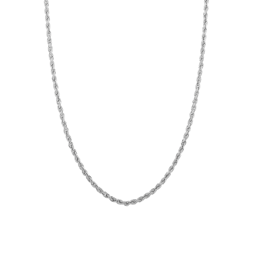 20 in Mens Rope Chain in 14k White Gold (1.9mm)