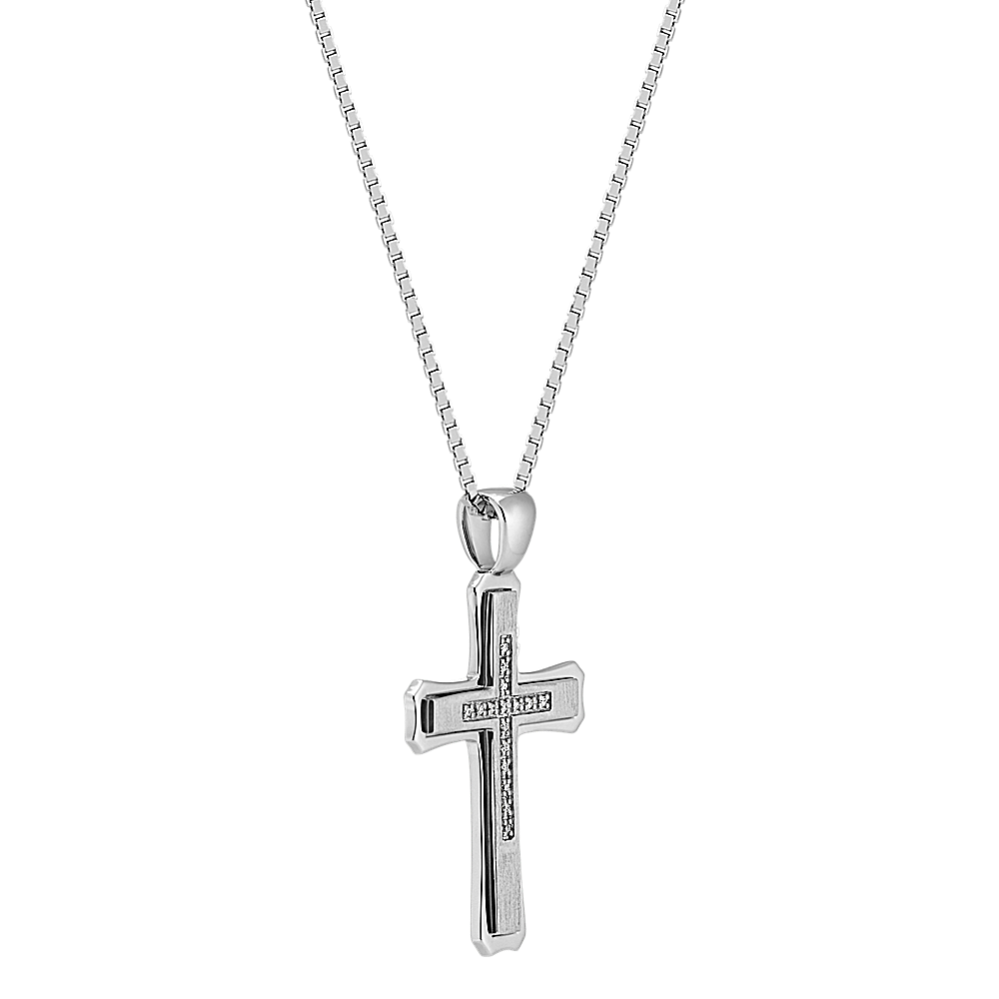 20 inch Mens Diamond Cross Necklace in Sterling Silver Shane Co.