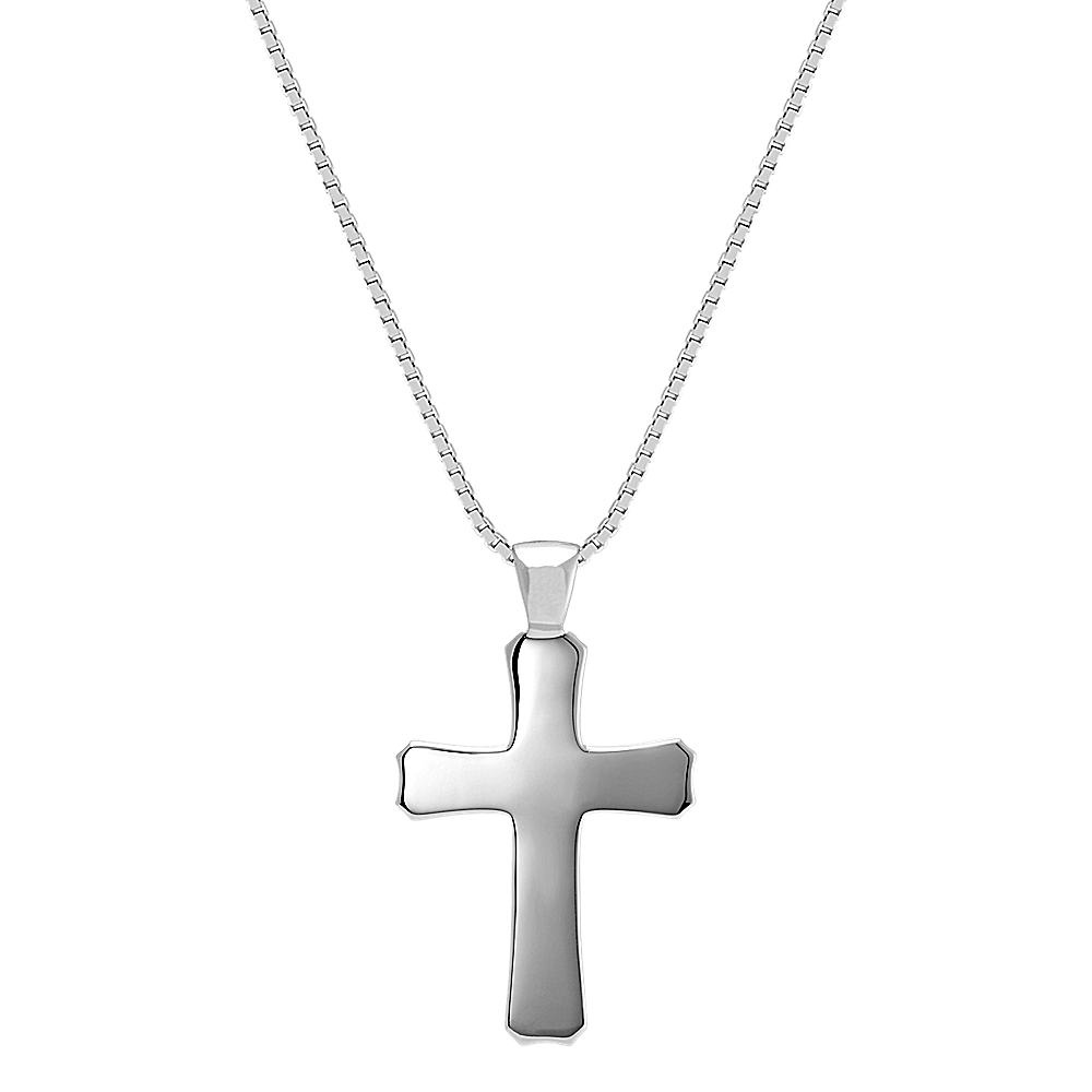 20 inch Mens Diamond Cross Necklace in Sterling Silver Shane Co.