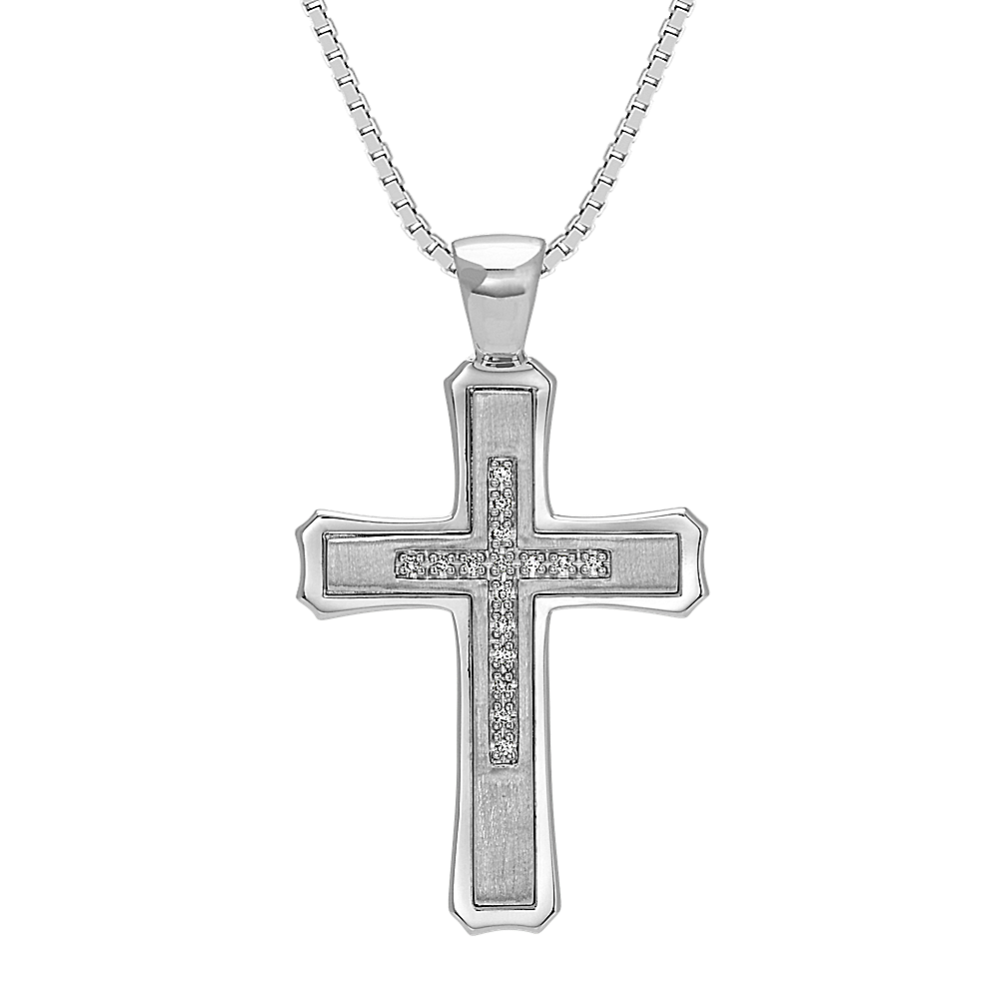 Mens silver cross necklace store 20 inch