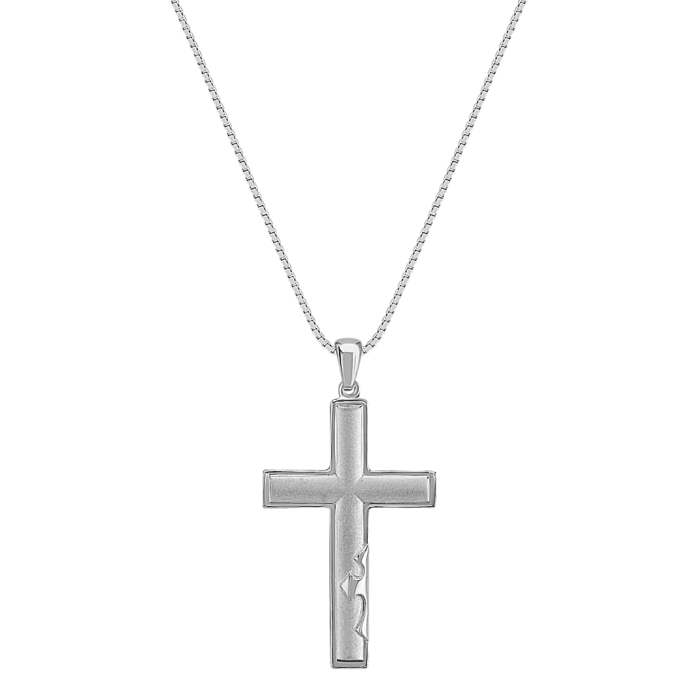 20 Inch Mens Sterling Silver Cross Necklace Shane Co 8391