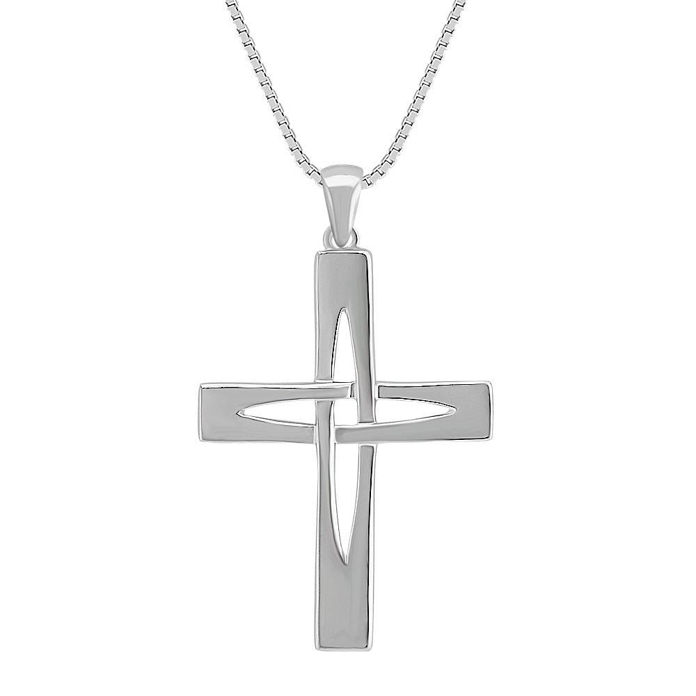 20 inch Mens Sterling Silver Cross Necklace Shane Co.