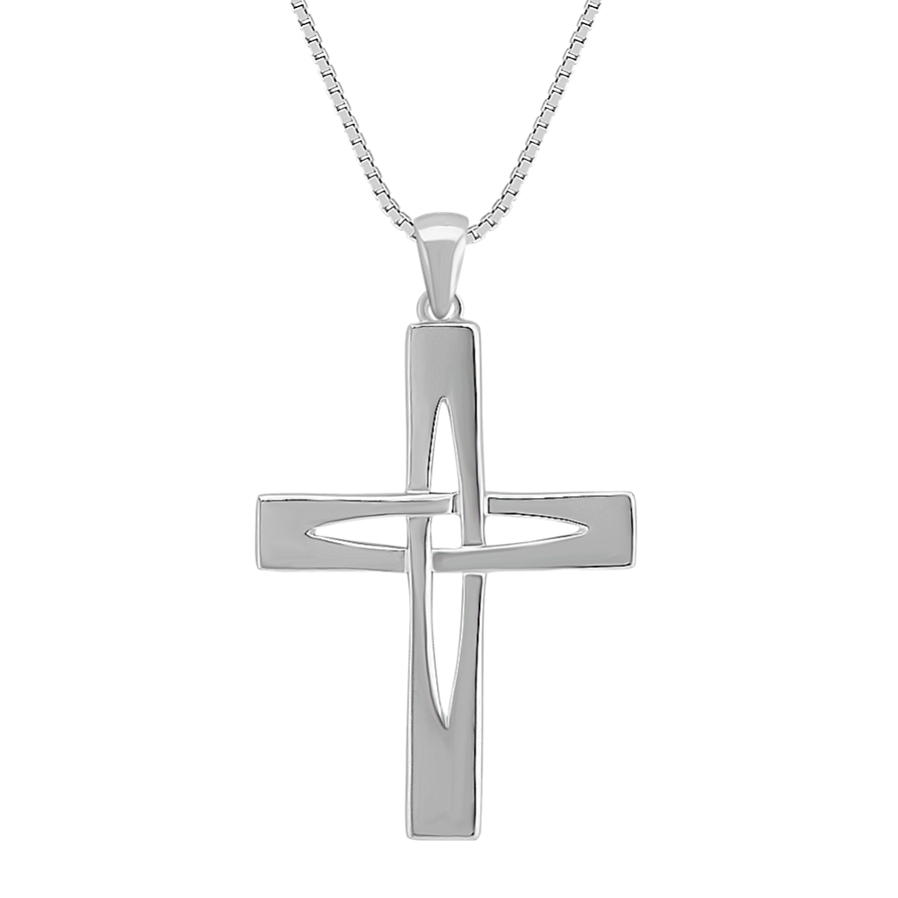 20'' Mens Sterling Silver Cross Necklace