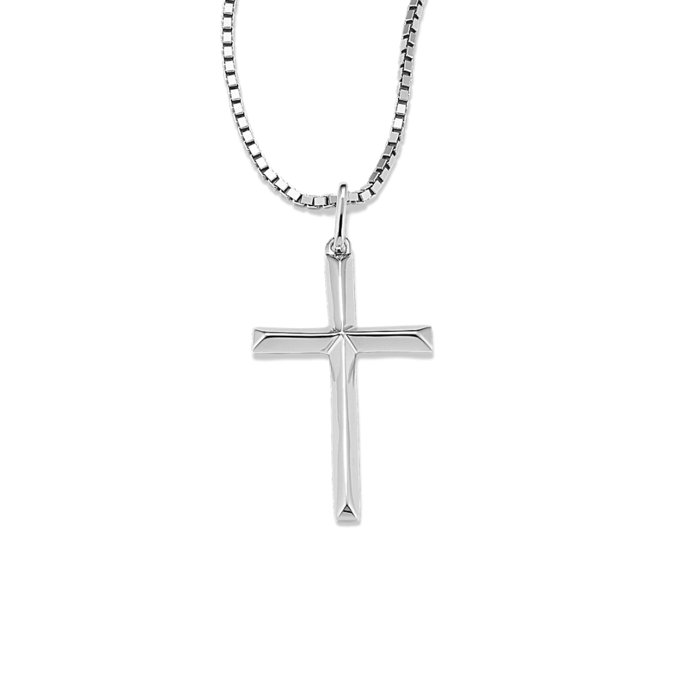 20 inch Mens Sterling Silver Cross Necklace