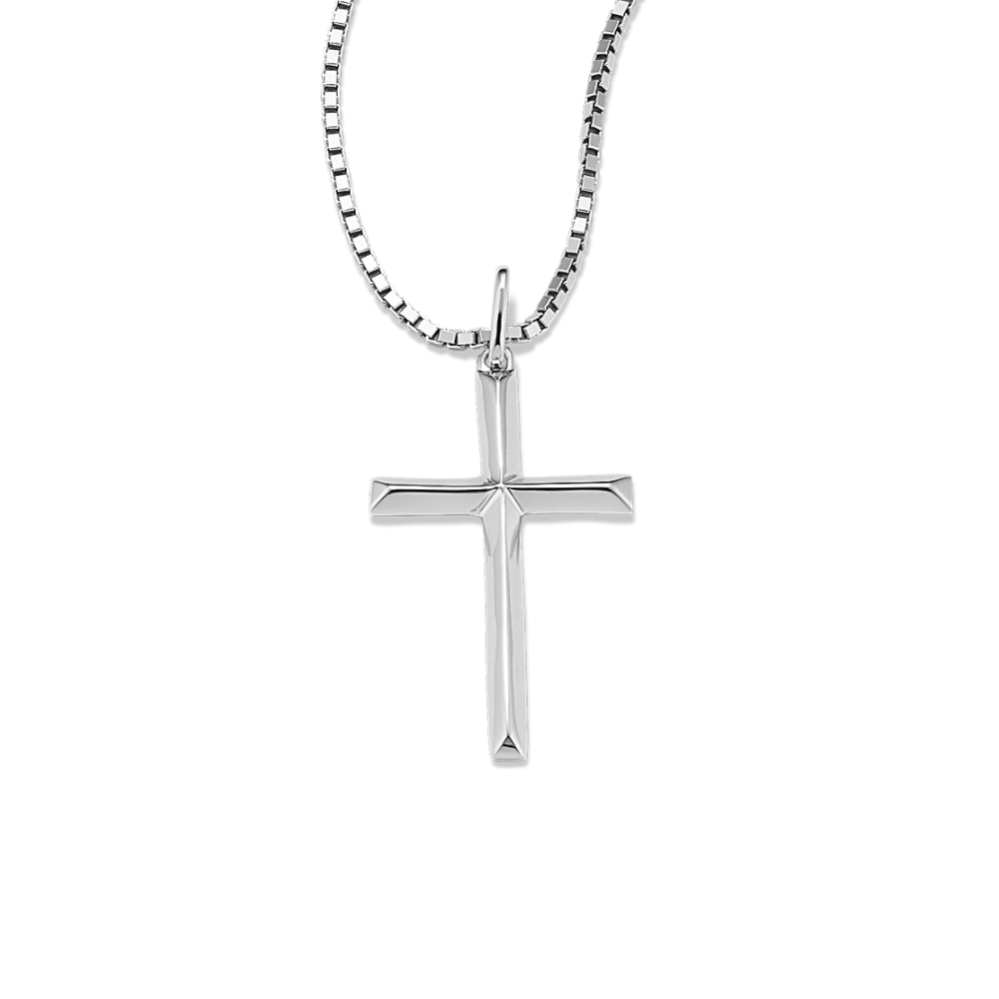 Beveled Cross Pendant in Sterling Silver
