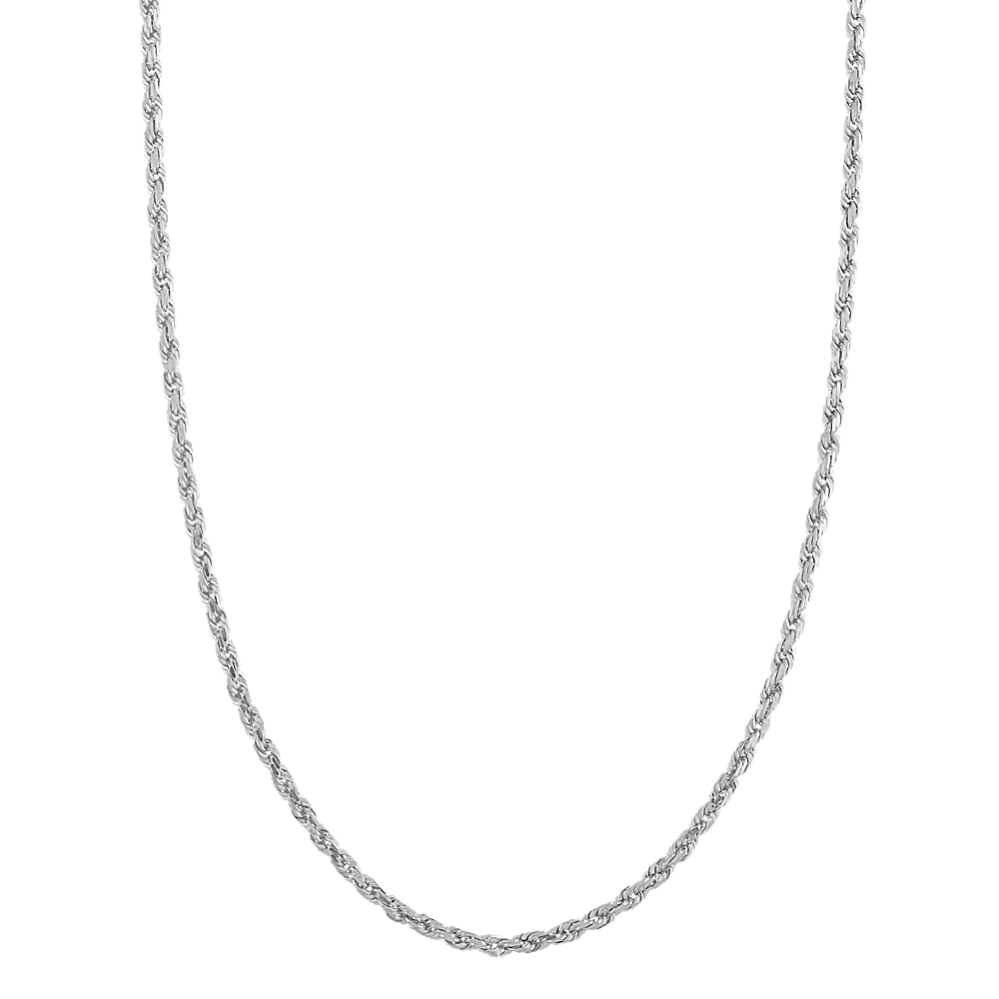 22 in Mens Rope Chain in 14K White Gold (2mm)