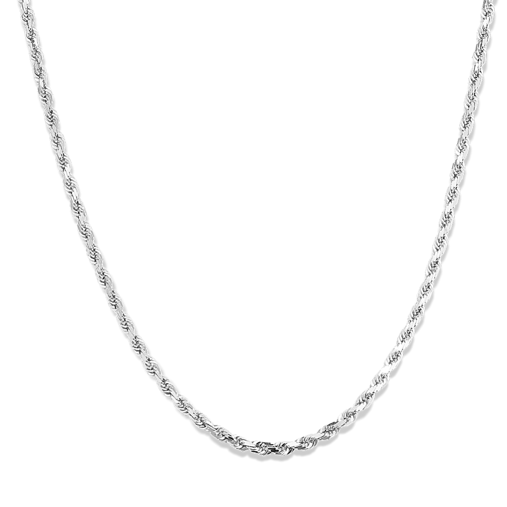 22 in Mens Rope Chain in 14K White Gold (2mm)