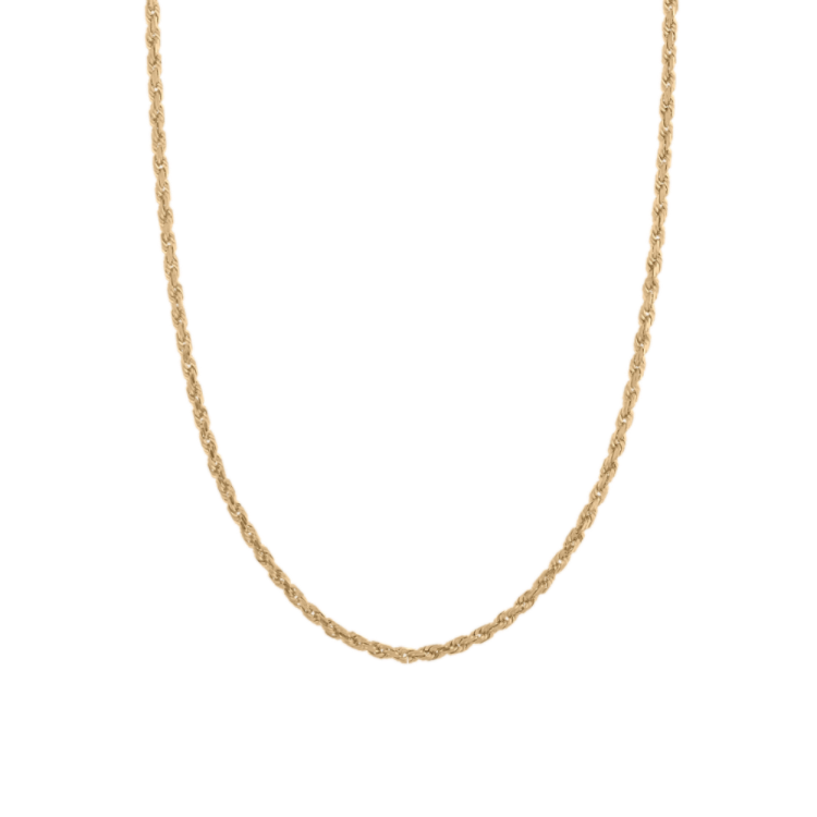 22 in Mens Rope Chain in 14K Yellow Gold (2mm)