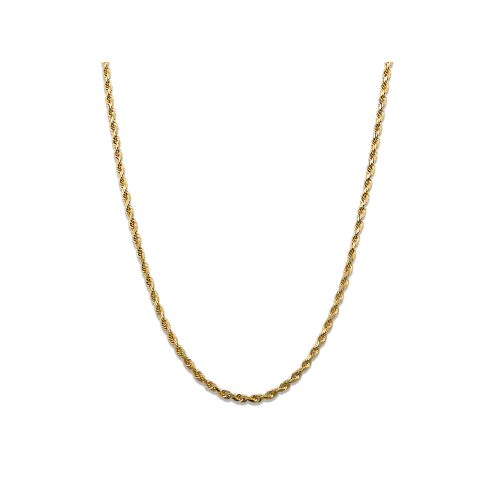22 in 14K Yellow Gold Rope Chain (2mm)