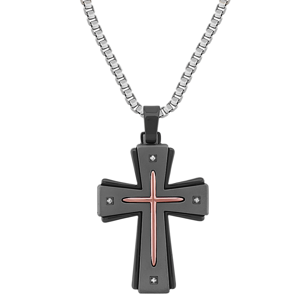 22 inch Mens Diamond Cross Necklace