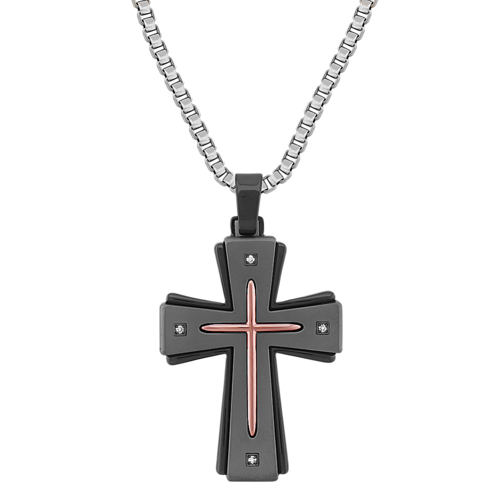 22'' Mens Diamond Cross Necklace