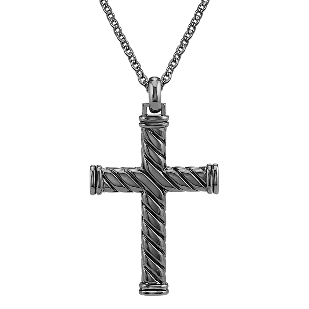 22'' Mens Sterling Silver Cross Pendant