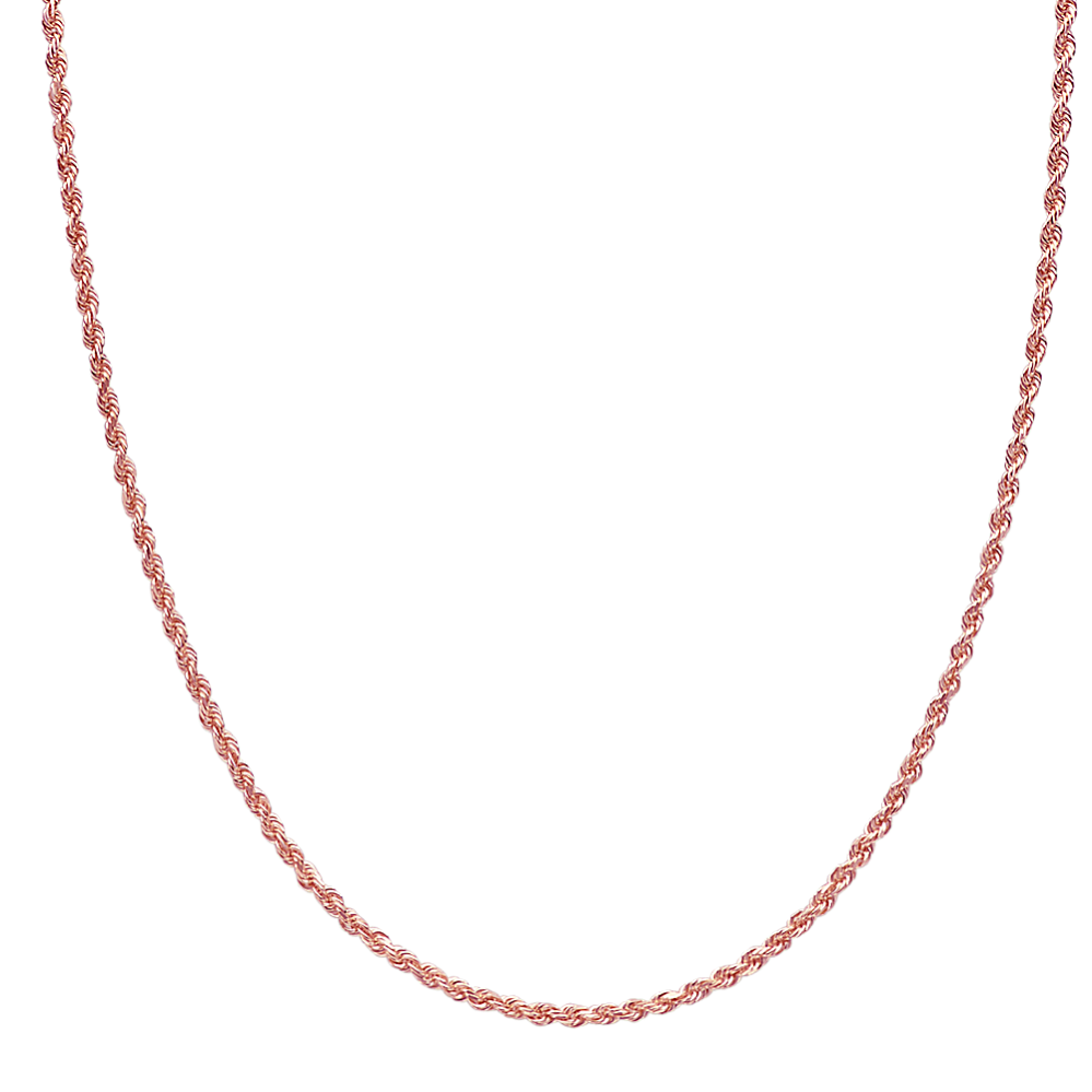24 in Mens 14k Rose Gold Rope Chain (2.1mm)