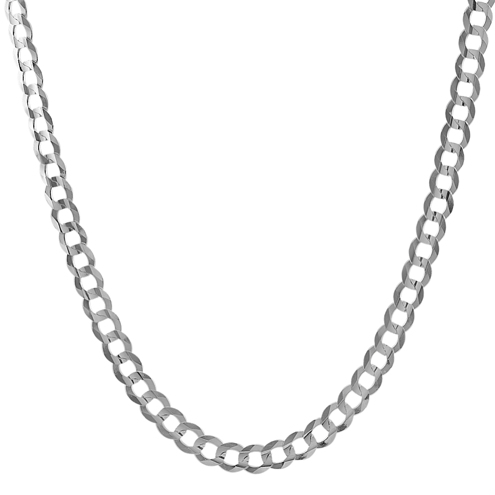 24 in Mens 14k White Gold Curb Chain (5.7mm)
