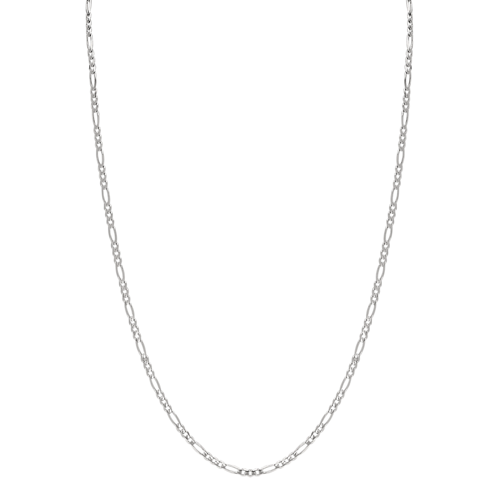 24 in Mens 14k White Gold Figaro Chain (3mm)