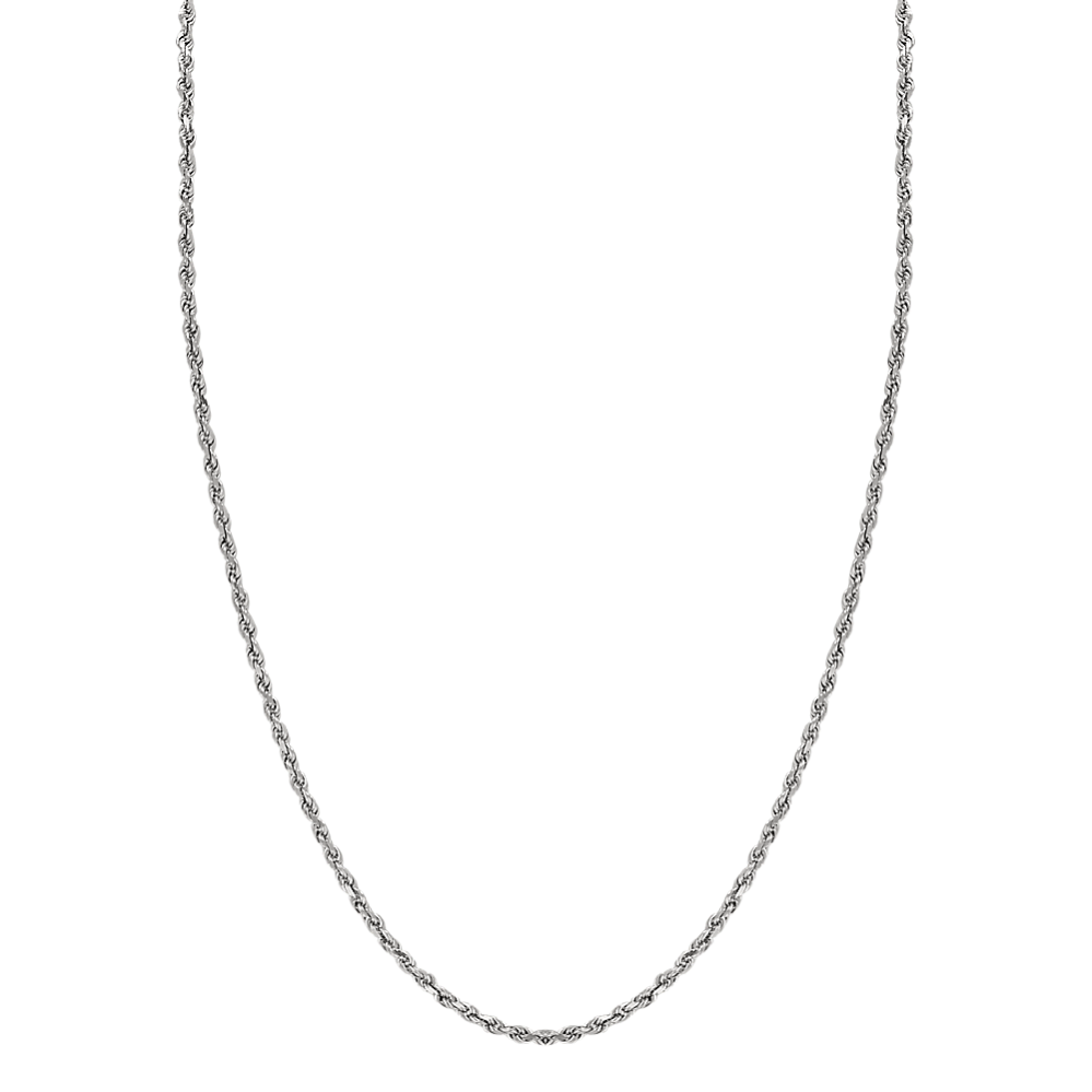 24 in Mens 14k White Gold Rope Chain (3mm)