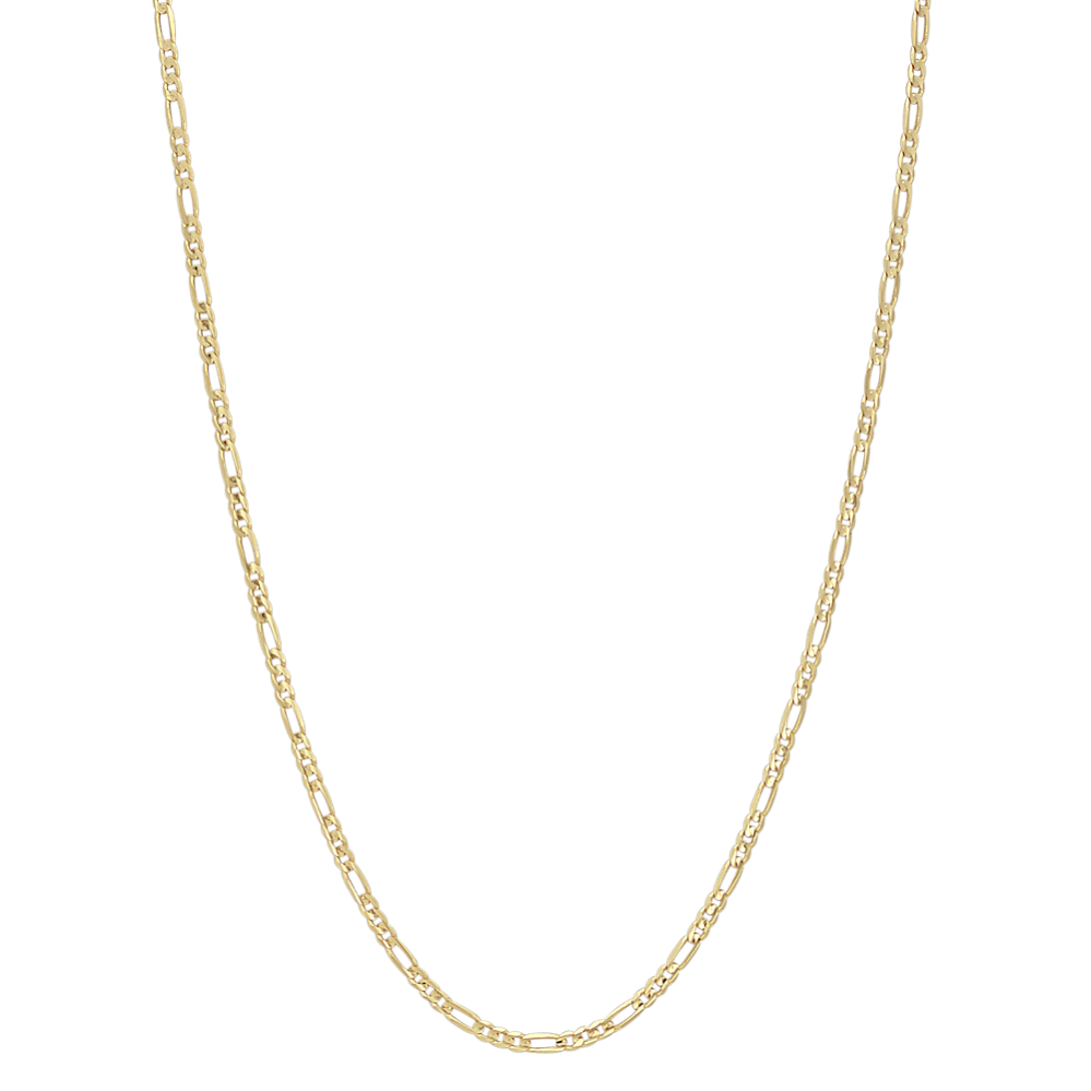 24 in Mens 14k Yellow Gold Figaro Chain (3mm)