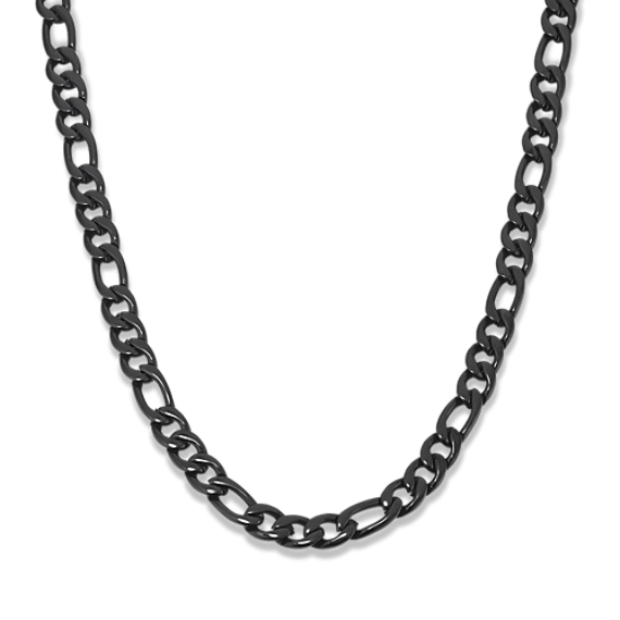 24'' Black Stainless Steel Figaro Chain (6mm)