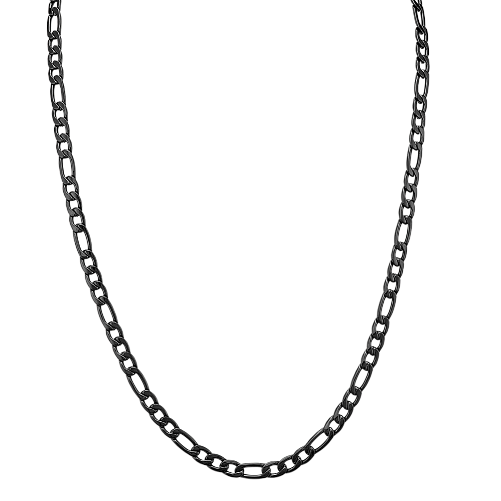 24 in Mens Black Stainless Steel Figaro Necklace (5.5mm)