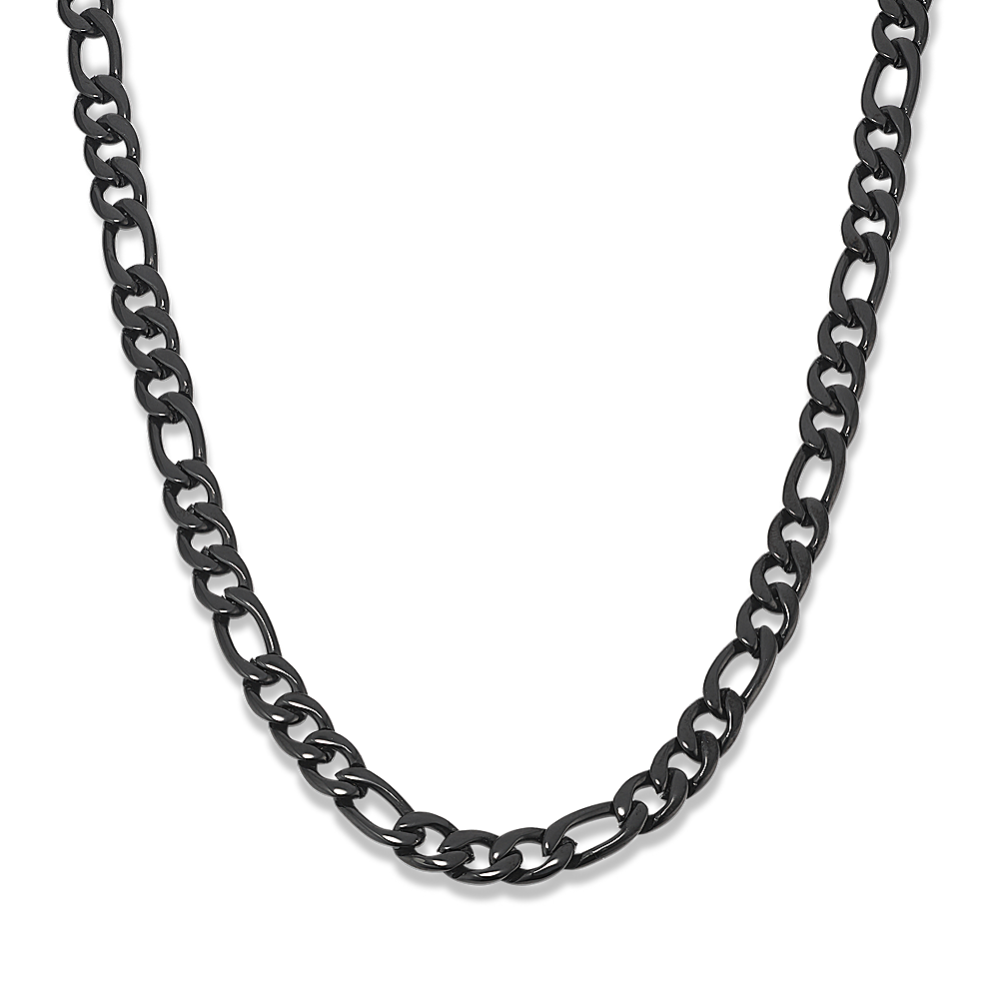24'' Black Stainless Steel Figaro Chain (6mm)
