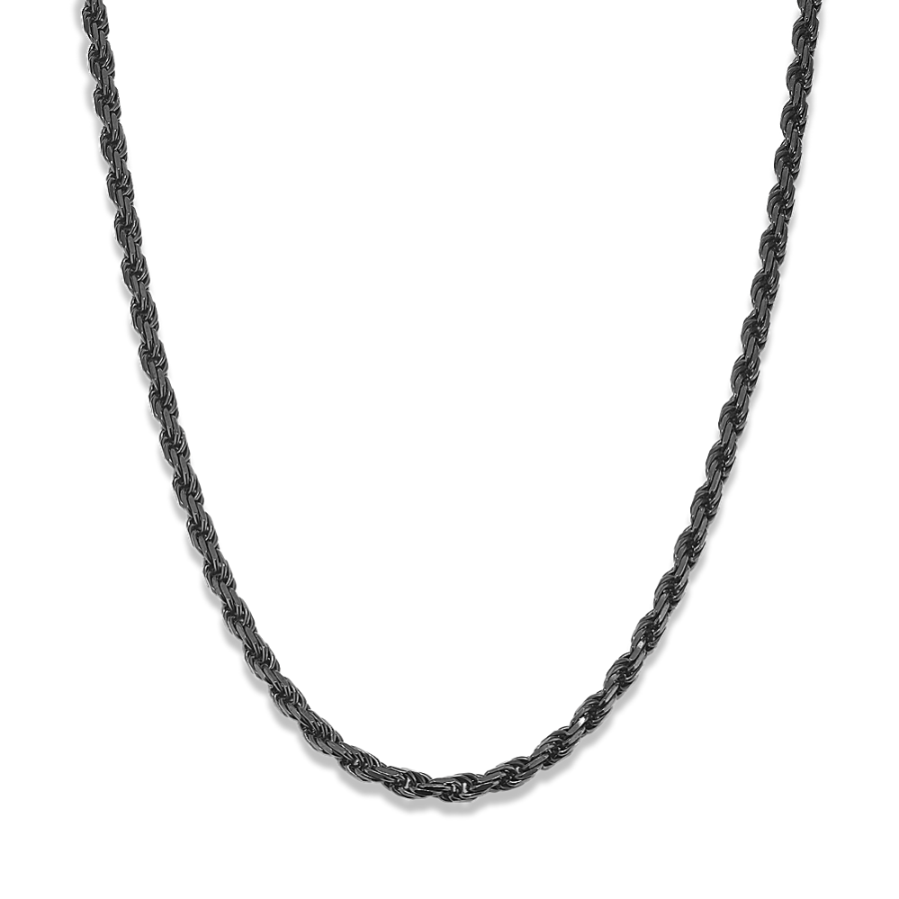 24 in Black Sterling Silver Rope Chain (3.2mm)