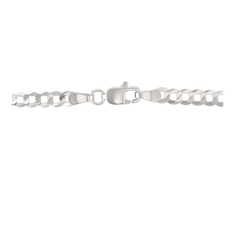24 in Mens Curb Chain in 14k White Gold (3mm)