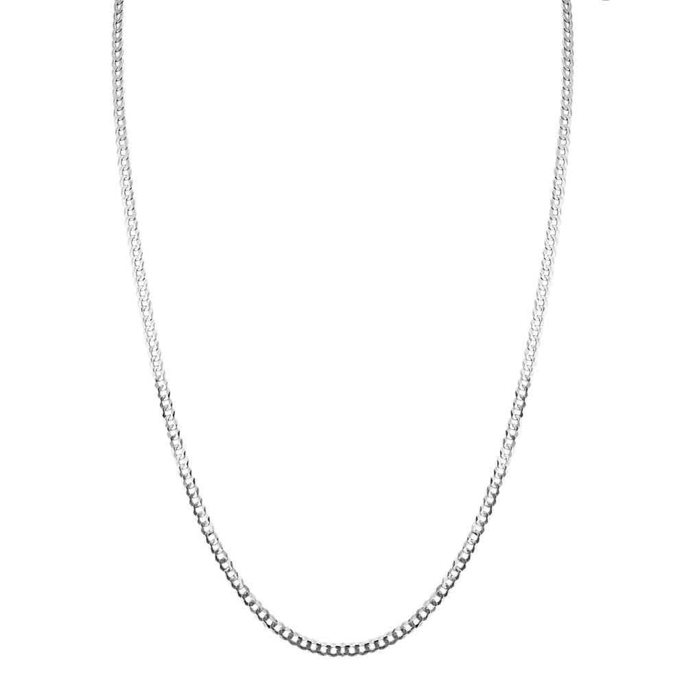 24 in Mens Curb Chain in 14k White Gold (3mm)