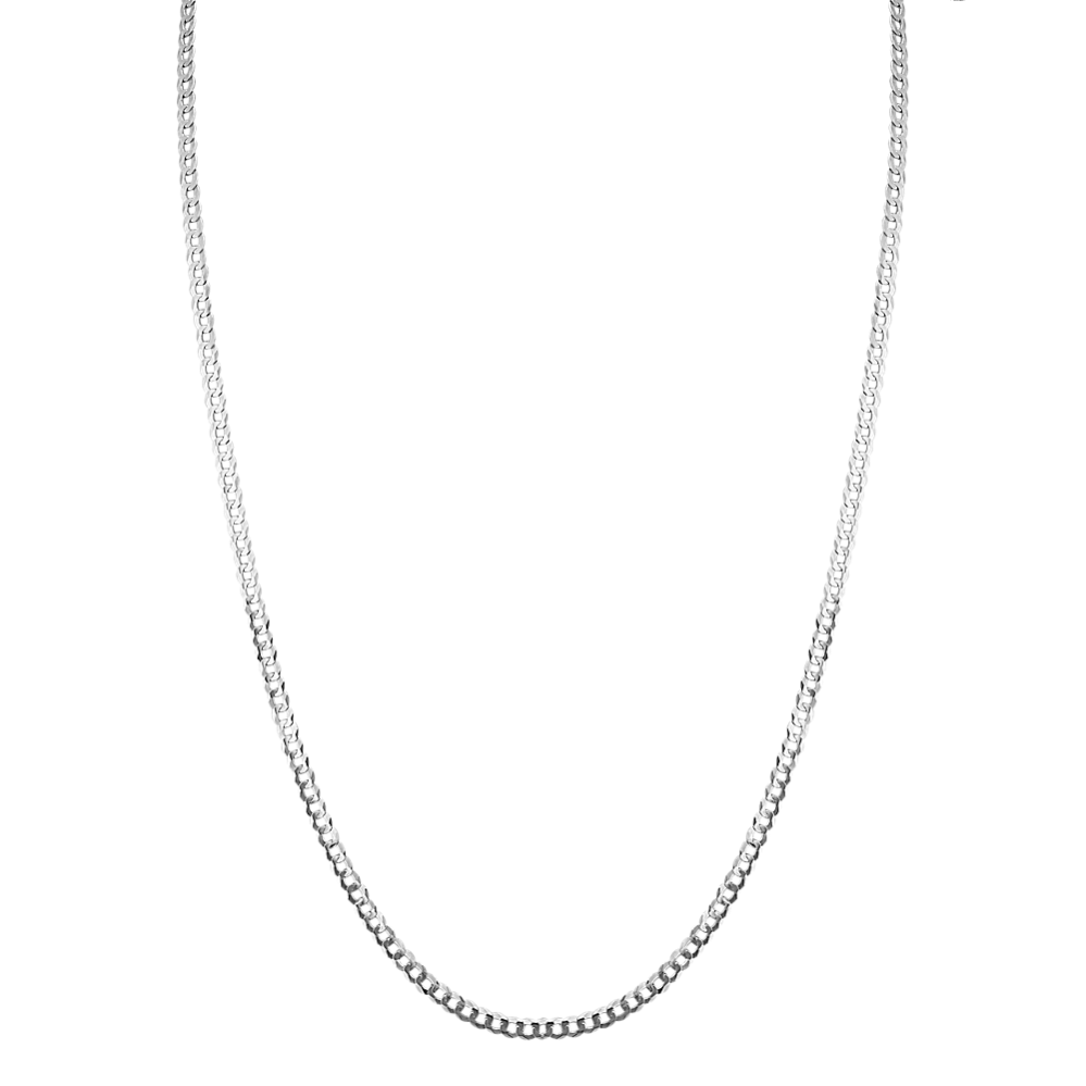 24'' Mens Curb Chain in 14k White Gold (3mm)