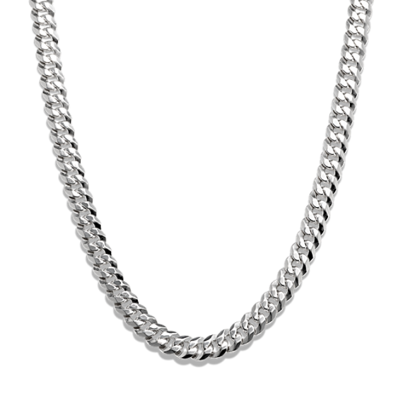24'' 14K White Gold Curb Chain (6mm)