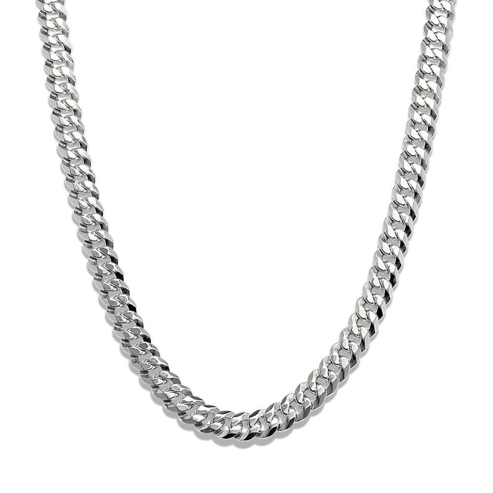 24in 14K White Gold Curb Chain (6mm)